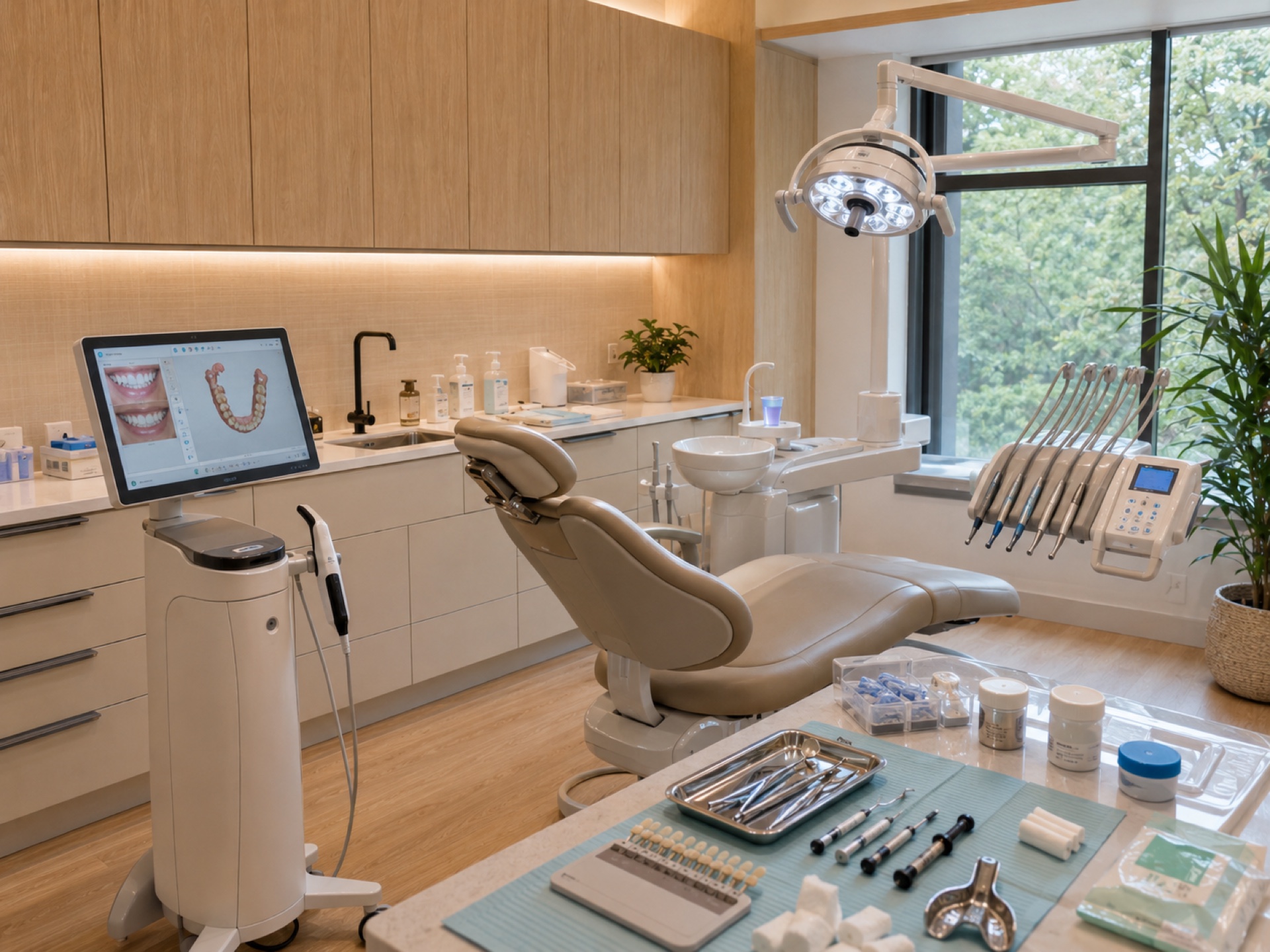 Cabinet dentaire moderne équipé par ADI Dentaire — fauteuil, scialytique, scanner intra-oral et matériel professionnel